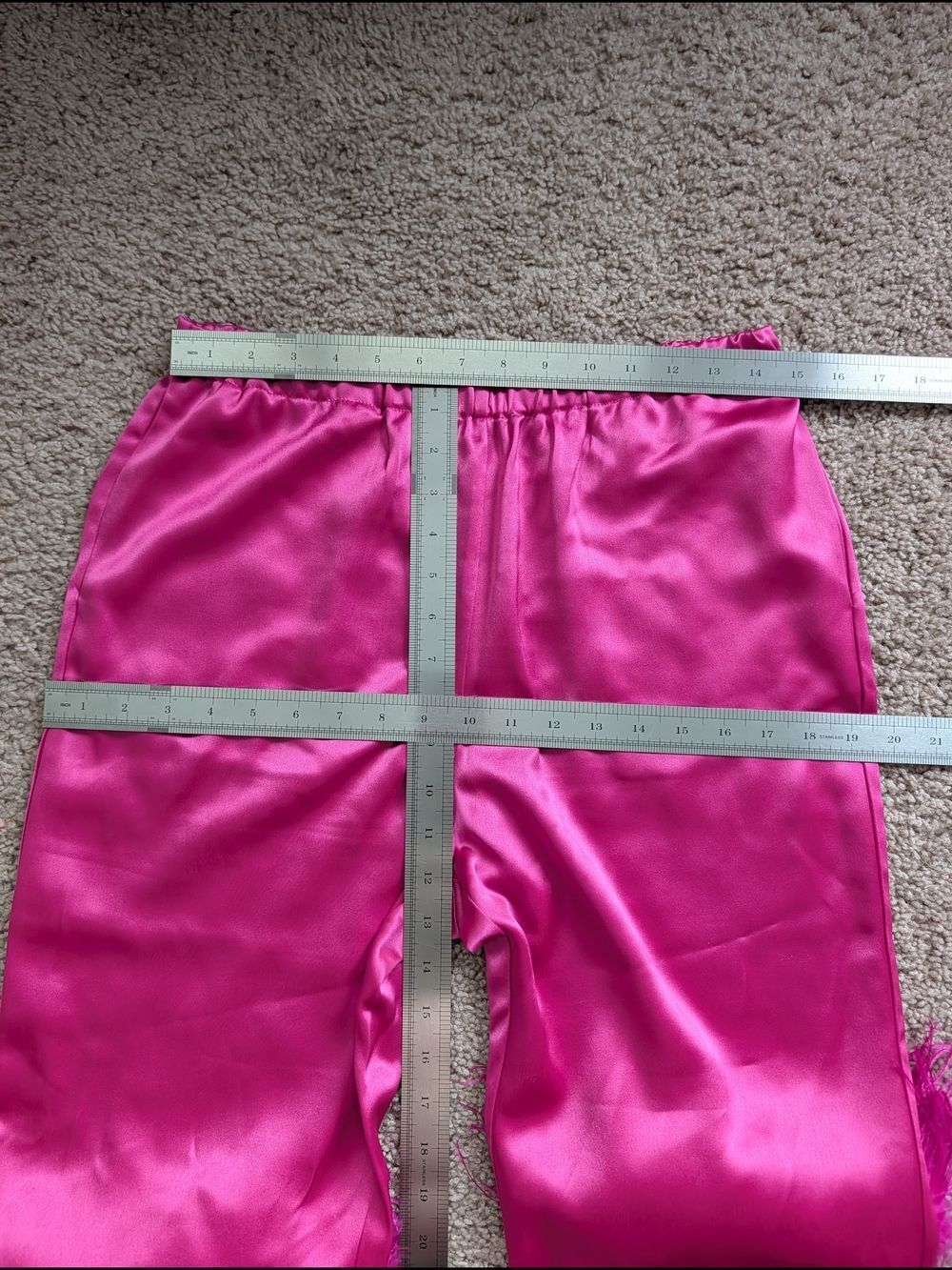 Fashion Nova Luxe Womens Pink Destiny Satin Feather High Rise Pants Size Medium - Picture 8 of 11